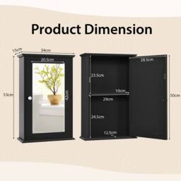 Gymax Medicine Cabinet Wall Mounted Cabinet With Mirror Reversible Door in Black - thumbnail 2