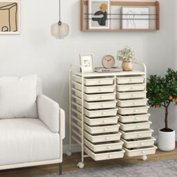 Gymax 20 Drawer Rolling Storage Cart Home Office Metal Storage Organizer in White - thumbnail 3