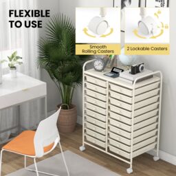 Gymax 20 Drawer Rolling Storage Cart Home Office Metal Storage Organizer in White - thumbnail 8