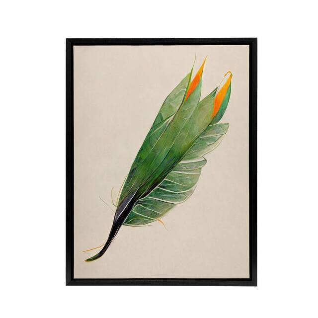 "Artery8 Bird Of Paradise Leaf Botanical Framed Canvas Wall Art Print in Green - Size: W12"" x H16""" - image 1