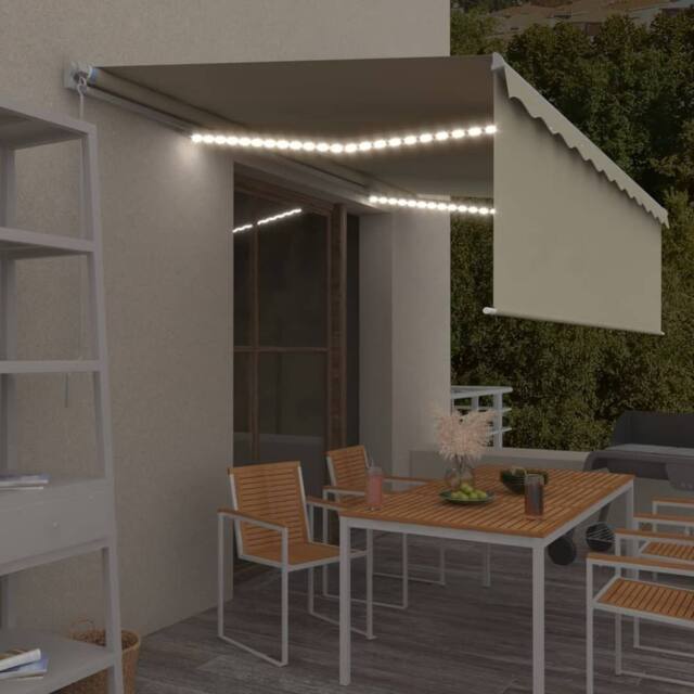 Berkfield Home Manual Retractable Awning with Blind&LED 5x3m Cream - image 1