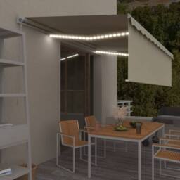 Berkfield Home Manual Retractable Awning with Blind&LED 5x3m Cream - thumbnail 1