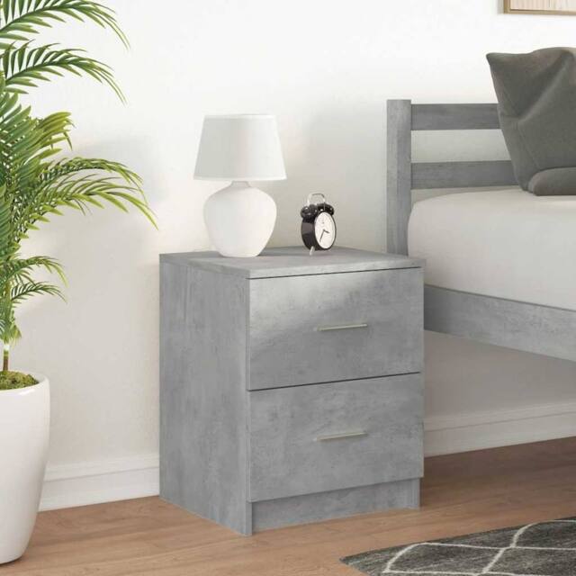 Berkfield Home Durable Bedside Cabinet with 2 Drawers Concrete Grey 40x36x50 cm - Size: 40 x 36 x 50 cm - image 1