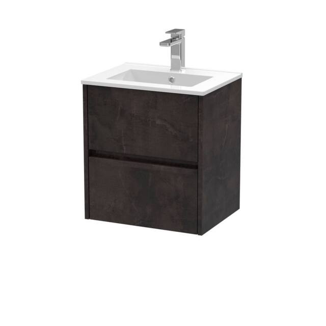 Balterley Chartley Contemporary 2 Drawer Wall Hung Vanity Basin Unit, 500mm in Grey - image 1