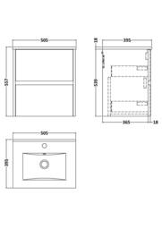 Balterley Chartley Contemporary 2 Drawer Wall Hung Vanity Basin Unit, 500mm in Grey - thumbnail 5