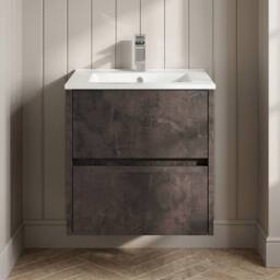 Balterley Chartley Contemporary 2 Drawer Wall Hung Vanity Basin Unit, 500mm in Grey - thumbnail 3