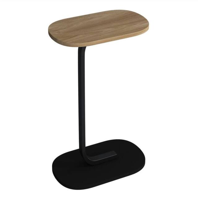 Havendro Oak C Shaped Side Table Wood Metal Oval End Table in Light Oak - image 1