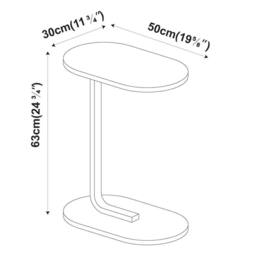 Havendro Oak C Shaped Side Table Wood Metal Oval End Table in Light Oak - thumbnail 2