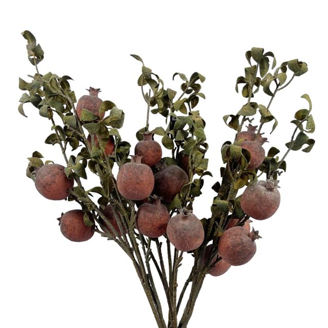 Leaf Artificial Floral Foliage Stem Pomegranate Realistic 75cm Pack of 6 in Red - image 1