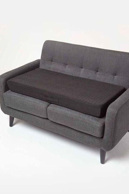Homescapes Suede Orthopaedic Foam 2 Seater Booster Cushion in Black - image 1