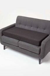 Homescapes Suede Orthopaedic Foam 2 Seater Booster Cushion in Black - thumbnail 1