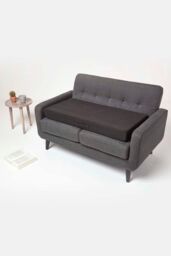 Homescapes Suede Orthopaedic Foam 2 Seater Booster Cushion in Black - thumbnail 5