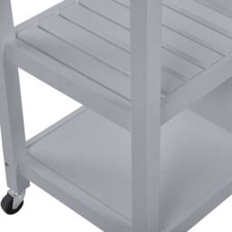 Wyld and Coco Kitchen Trolley Grey Wood Light Pine Top Storage Drawers and Castors - thumbnail 9