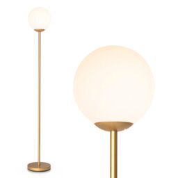 Costway Modern Globe Floor Lamp with Acrylic Lampshade & Foot Switch E27 Holder in Gold