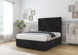 "Sloomy Mayfair Naples Divan Bed Base No Drawers - 54"" Headboard in Black - Size: King" - thumbnail 3