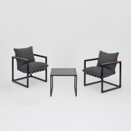 Home Detail Marbella Black Garden Balcony Set with Grey Cushions - thumbnail 6