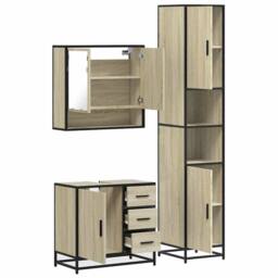 Berkfield Home Durable 3 Piece Bathroom Furniture Set Sonoma Oak Engineered Wood in Light Tan - thumbnail 8
