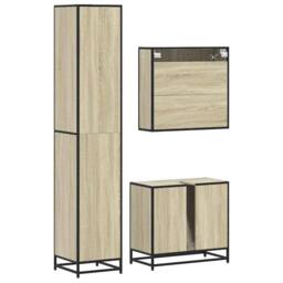 Berkfield Home Durable 3 Piece Bathroom Furniture Set Sonoma Oak Engineered Wood in Light Tan - thumbnail 7