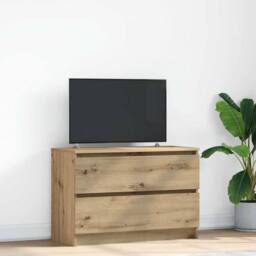 Berkfield Home TV Cabinet Artisan Oak 80x35x54 cm Engineered Wood in Brown - Size: 80 x 35 x 54 cm - thumbnail 2