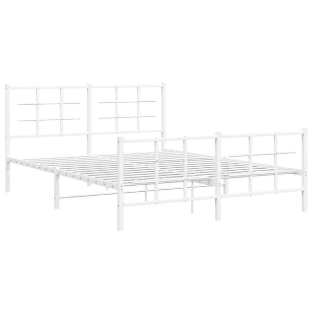 Berkfield Home Metal Bed Frame without Mattress with Footboard White 150x200cm - Size: 150x200 cm - image 1