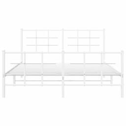 Berkfield Home Metal Bed Frame without Mattress with Footboard White 150x200cm - Size: 150x200 cm - thumbnail 5