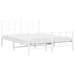 Berkfield Home Metal Bed Frame without Mattress with Footboard White 150x200cm - Size: 150x200 cm - thumbnail 4