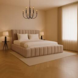 Desire Deco Kingston Modern Upholstered Bed Frame - Double, King, Super King in Beige - Size: Single - thumbnail 1