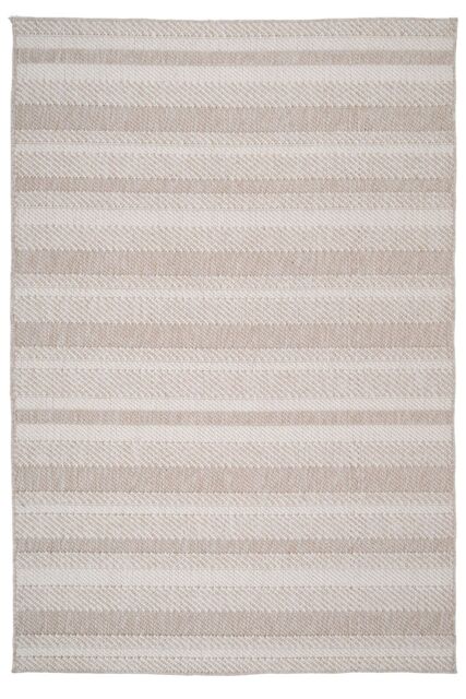 Kukoon Natural Beige Stripped Area Rug Textured Looped Pile in Fawn - Size: 80 cm x 150 cm - image 1
