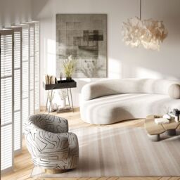 Kukoon Natural Beige Stripped Area Rug Textured Looped Pile in Fawn - Size: 80 cm x 150 cm - thumbnail 2