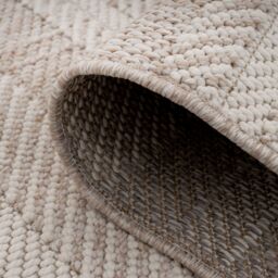 Kukoon Natural Beige Stripped Area Rug Textured Looped Pile in Fawn - Size: 80 cm x 150 cm - thumbnail 6
