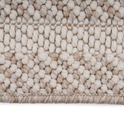 Kukoon Natural Beige Stripped Area Rug Textured Looped Pile in Fawn - Size: 80 cm x 150 cm - thumbnail 4
