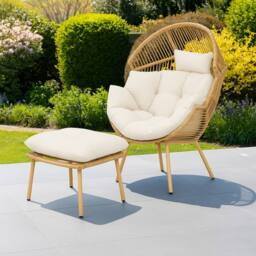 Artemis Home Nestara Standing Egg Chair & Stool in Cream - thumbnail 3