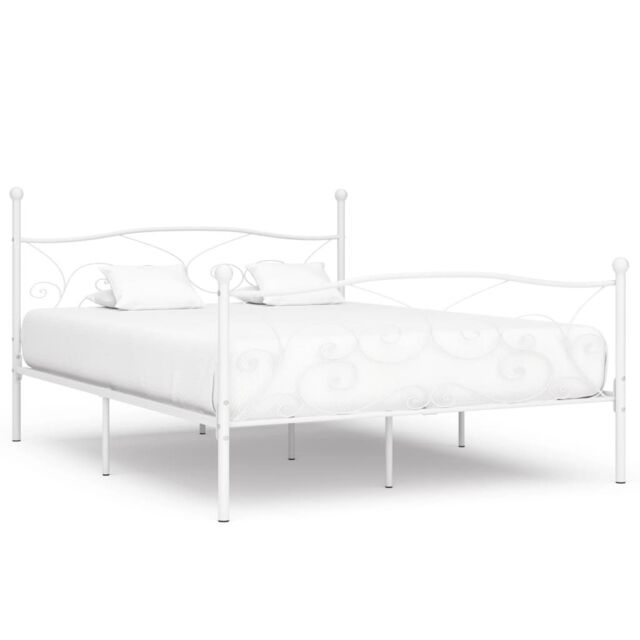 Berkfield Home Bed Frame with Slatted Base White Metal 200x200 cm - image 1