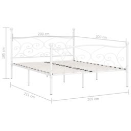 Berkfield Home Bed Frame with Slatted Base White Metal 200x200 cm - thumbnail 5
