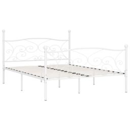 Berkfield Home Bed Frame with Slatted Base White Metal 200x200 cm - thumbnail 2