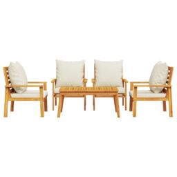 Berkfield Home 5 Piece Garden Lounge Set with Cushions Solid Wood Acacia in Brown - thumbnail 3