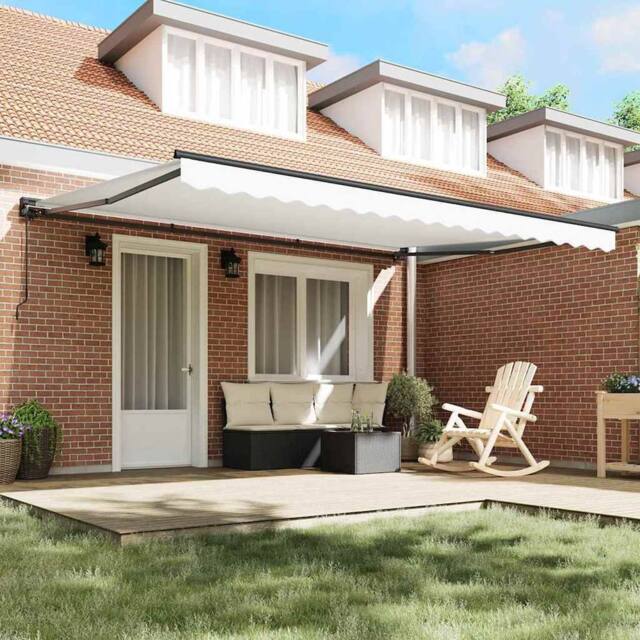 Berkfield Home Retractable Awning Manual White 450x300 cm Polyester & Metal - image 1