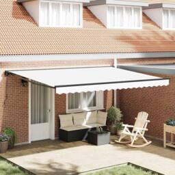 Berkfield Home Retractable Awning Manual White 450x300 cm Polyester & Metal - thumbnail 2