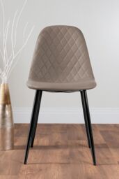 FurnitureboxUK Andria White Marble Effect & Black Leg 6 Seater Dining Table & 6 Corona Faux Leather Chairs in Beige - thumbnail 8