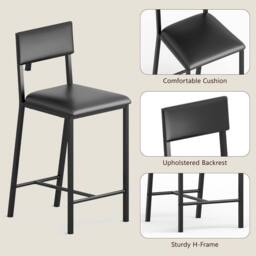 London Boutique 3PCS Dining Table Set Counter Height Table w/2 Chairs &Storage Shelves in Brown - thumbnail 4