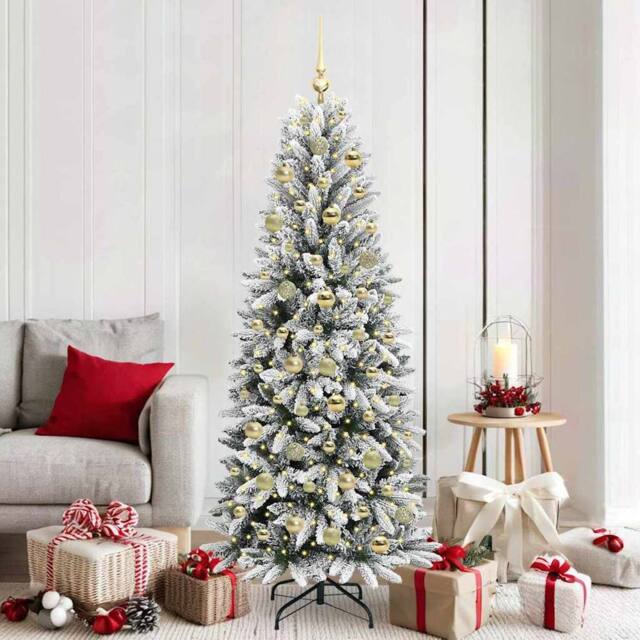 Berkfield Home Artificial Christmas Tree with 300 LEDs White 73 x 73 x 180 cm - image 1
