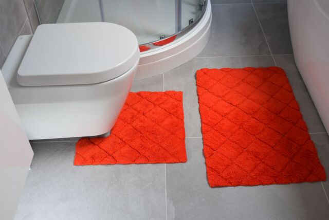 Rapport Home Kyra 2 Piece Bathroom Cotton Mat & Pedestal Set in Red - image 1