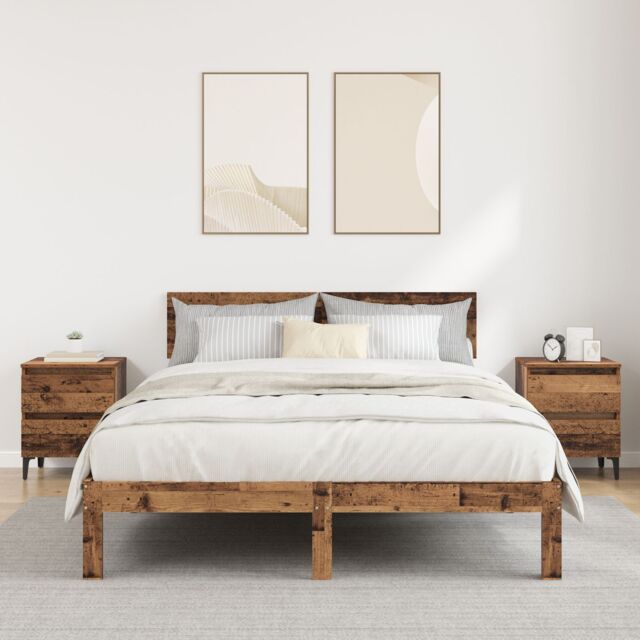 Berkfield Home Bed Cabinets 2 pcs Old Wood 40x35x50 cm Engineered Wood in Brown - Size: 40 x 35 x 50 cm - image 1