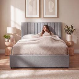 Home Discount Vida Designs Vellaro Ottoman Storage Bed Frame Linen Fabric in Light Grey - Size: King - thumbnail 9