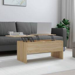 Berkfield Home Coffee Table Sonoma Oak 102x50.5x46.5 cm Engineered Wood in Brown - thumbnail 2