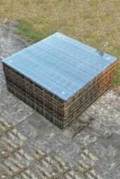 Fimous Dark Grey Mixed Square Rattan Coffee Table Tea Table Outdoor Garden Furniture - thumbnail 2