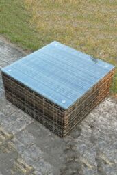 Fimous Dark Grey Mixed Square Rattan Coffee Table Tea Table Outdoor Garden Furniture - thumbnail 3