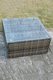 Fimous Dark Grey Mixed Square Rattan Coffee Table Tea Table Outdoor Garden Furniture - thumbnail 4