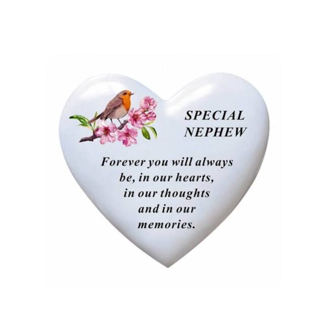 David Fischhoff White Graveside Memorial Heart Robin Ornament Plaque Nephew - image 1