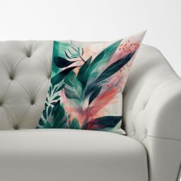 Warren Reed - Designer Green Feather leaves Tropical Cushions - Size: 60 cm x 60 cm - thumbnail 3